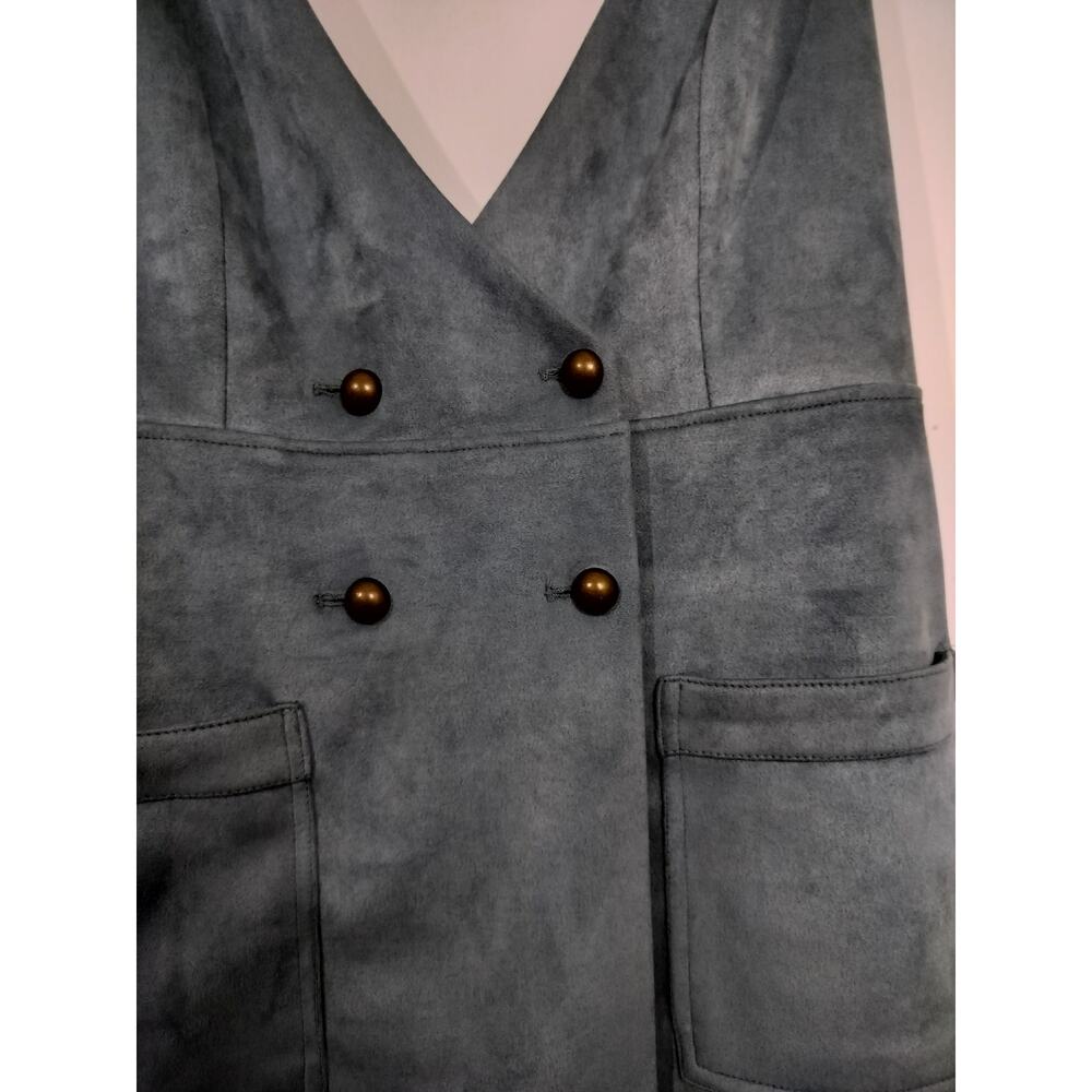 5344) Forever 21 M Preppy Pinafore Faux Suede Minimalist Mini Dress - Picture 5 of 8